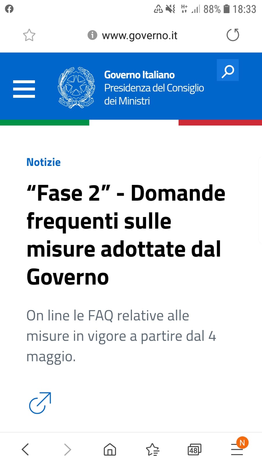 Emergenza "Coronavirus" - FAQ del Governo sulla "Fase 2"